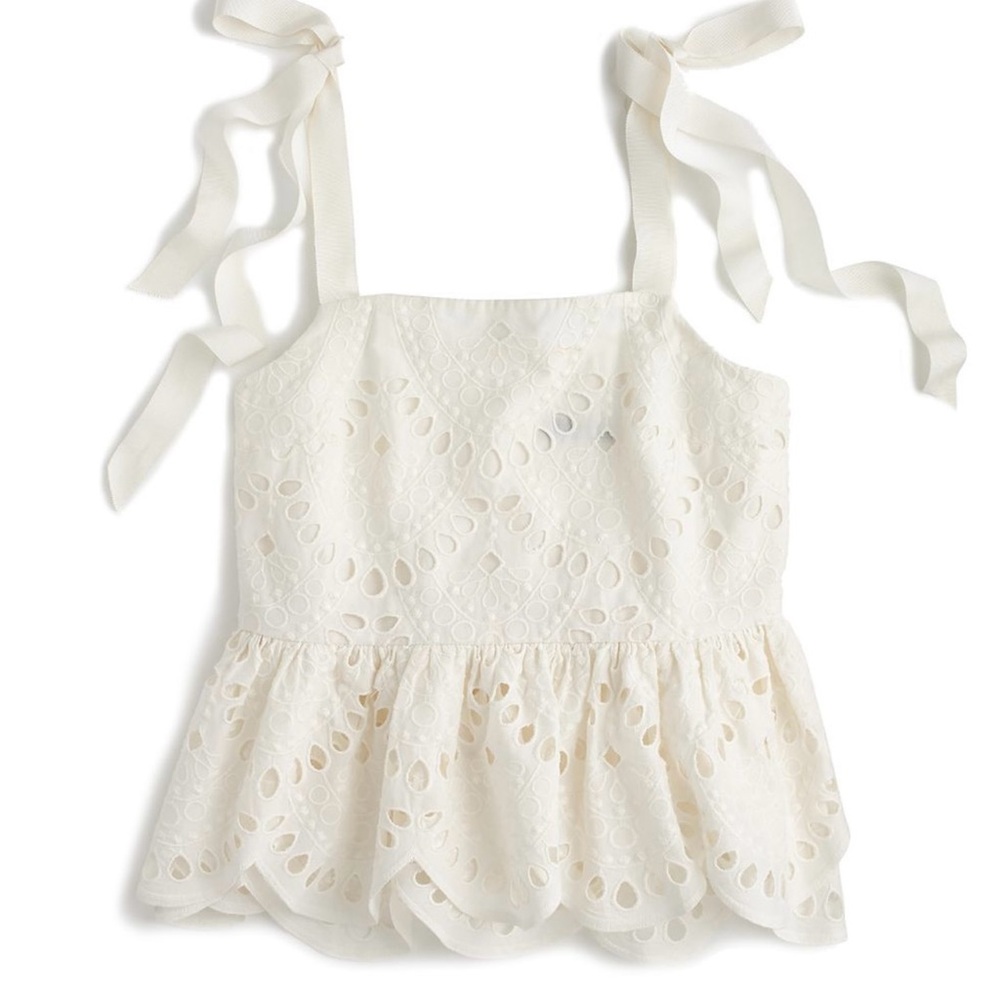 J.Crew White Eyelet Peplum Top